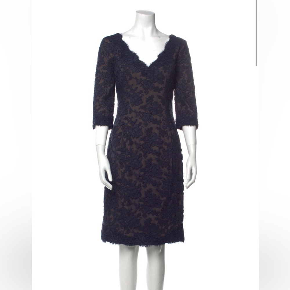 🔥 Monique Luillhier Elegant Navy Lace Dress M US6
